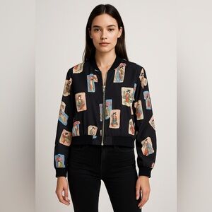 ZARA Printed Bomber Jacket with Japanese Geisha Art.
A005